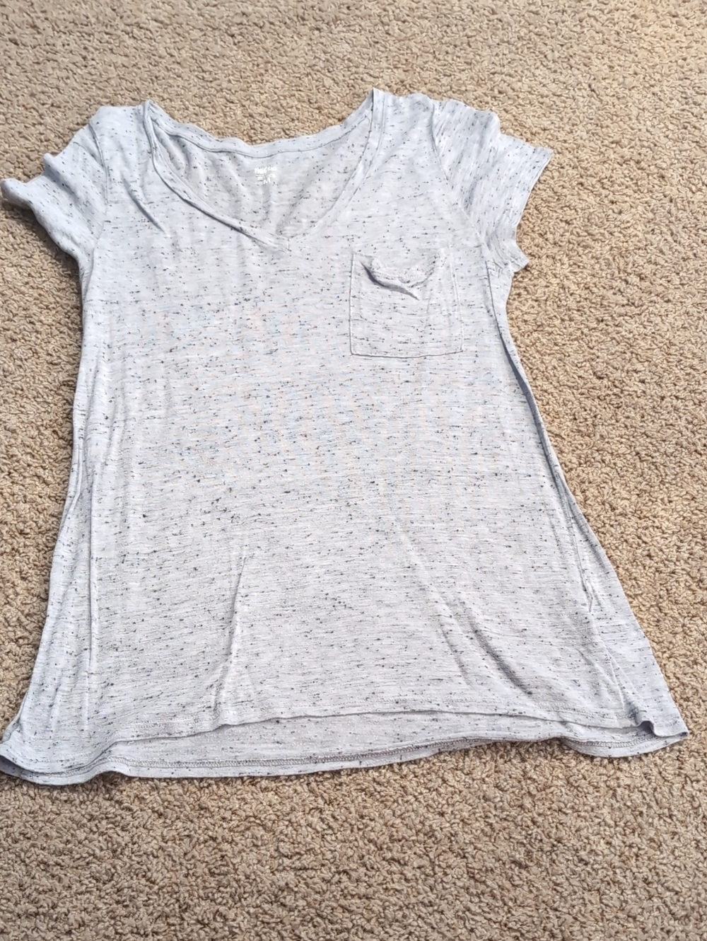 Mossimo Supply Co. Light Gray Speckled V-Neck Pocket Tee